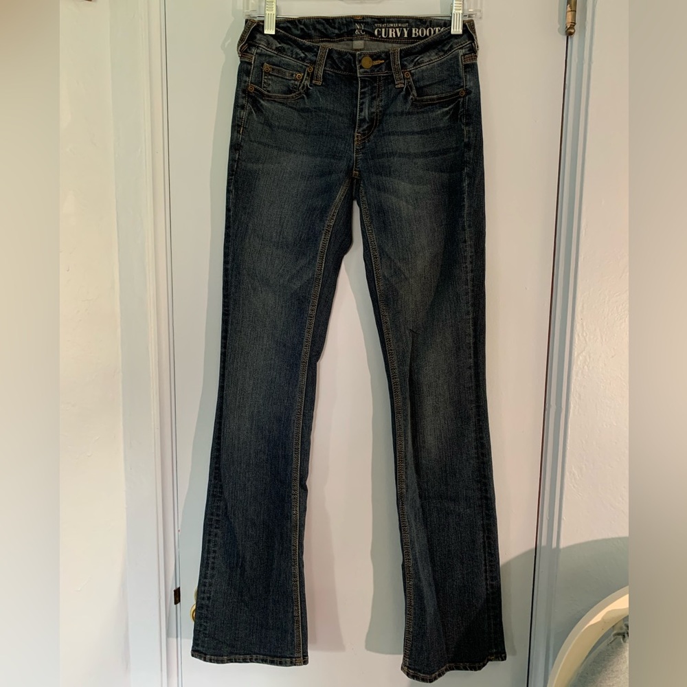 NWOT NY&C Curvy Low Waisted Boot Cut Dark Wash Jeans